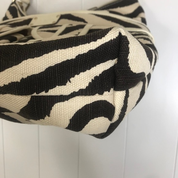 Kate Spade Sullivan Street Blakely Zebra Striped Canvas Tote Satchel - Picture 7 of 11